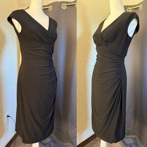 Lauren Ralph Lauren Black Ruched Sheath Dress Size 6 Cocktail Wedding Guest